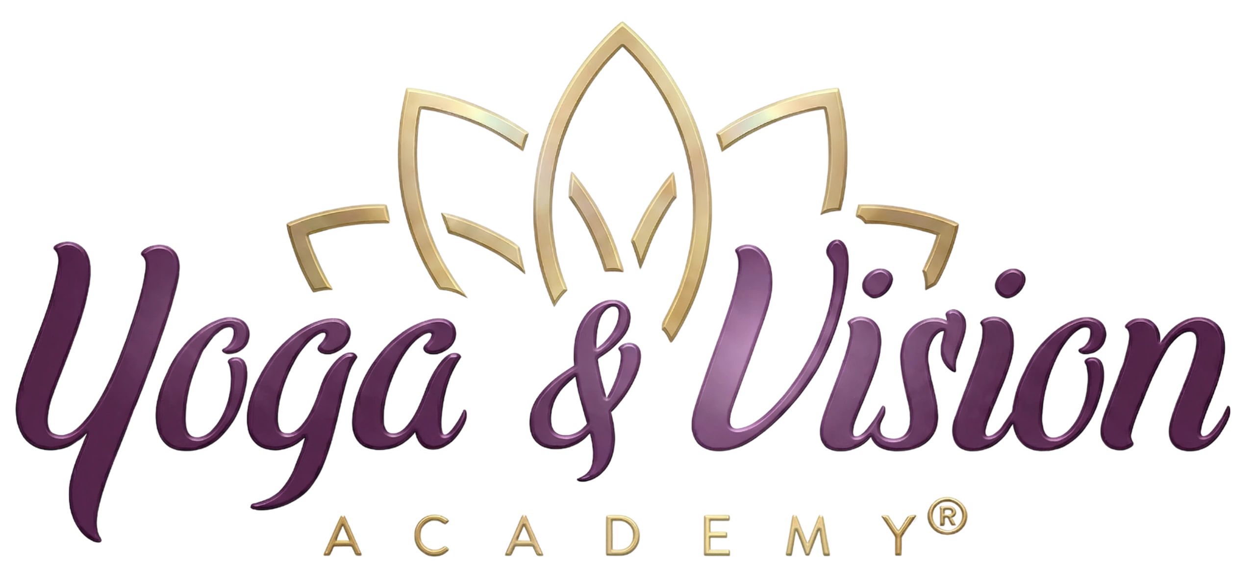 Logo Yoga & Vision Academy® v&nbsp;lila a&nbsp;zlaté